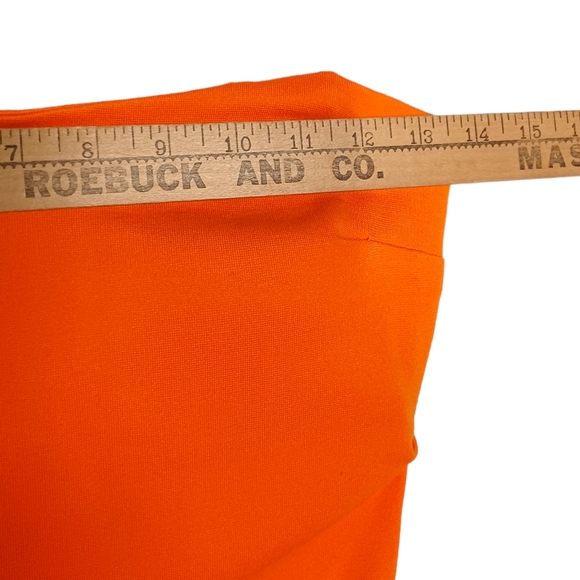 NEW AKIRA BLACK LABEL Orange Strapless Bodycon Stretchy Ruching Dress Small - Picture 8 of 10